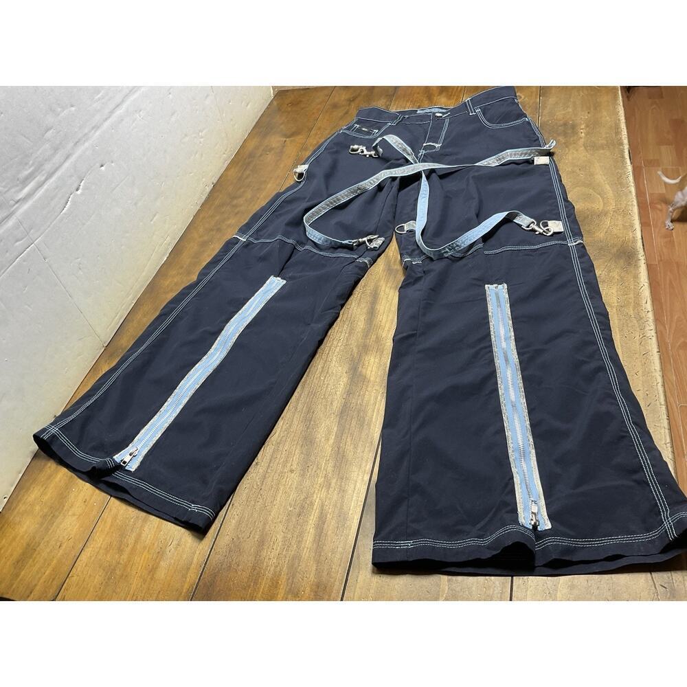 Vtg Macgirl Baggy Wide Leg Bondage Pants Womens Zippers Straps Goth Rave Punk 3